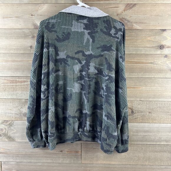 Jodifl Womens Shirt Long Sleeve 1/4 Zip Pullover Waffle Camo Size Small - Picture 7 of 9